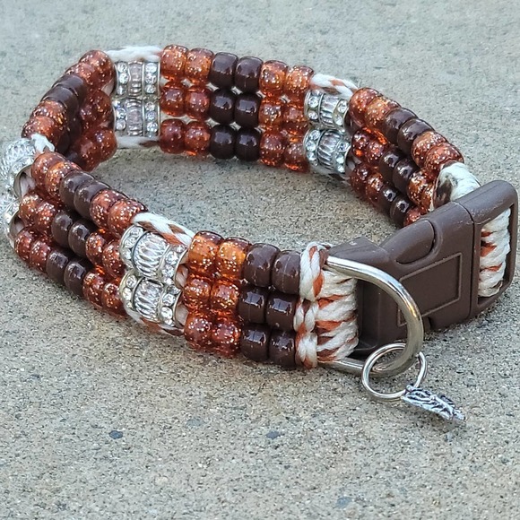 Custom Handmade Beaded Bling Dog Collar - Picture 1 of 3